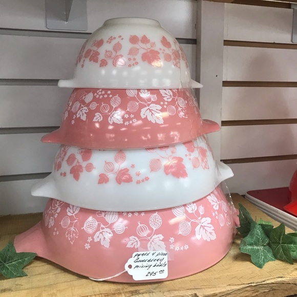 Pyrex Other - Pyrex Vintage Pink White Gooseberry Mixing Bowls 4